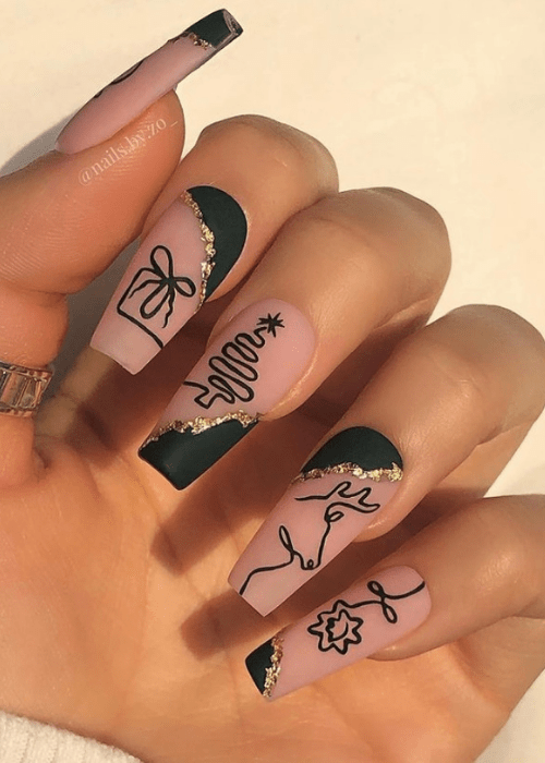 Abstract Christmas nail design