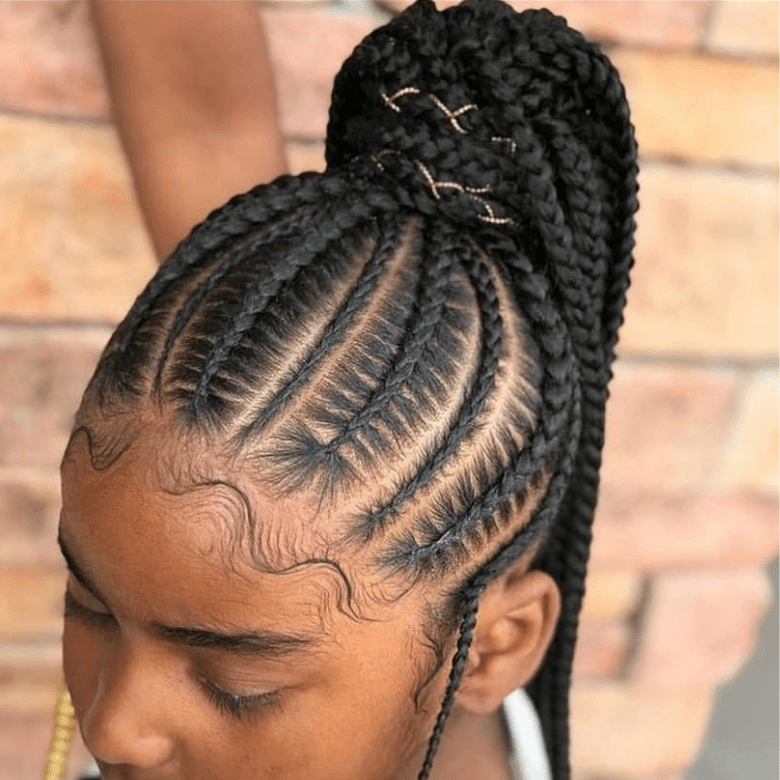 Braided ponytail and bun