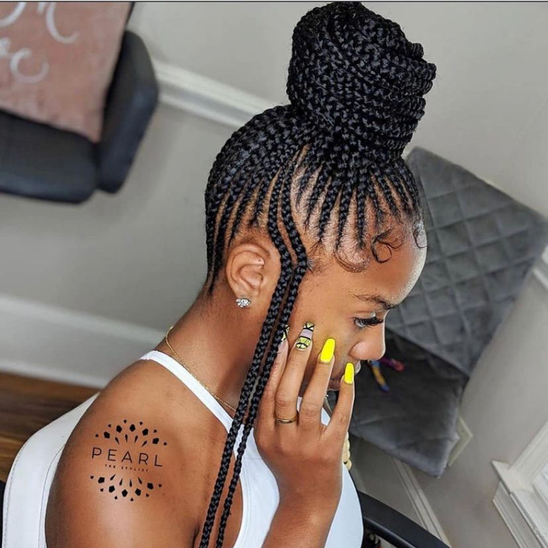 Braided ponytail and bun