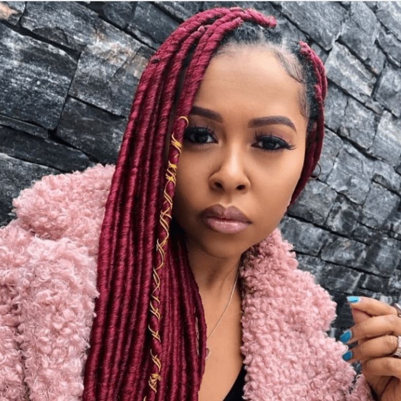 Red faux locs