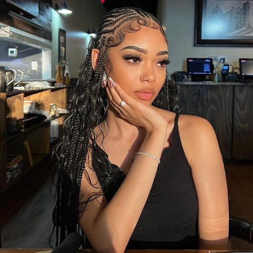 Half Cornrows Half Curly Braid hairstyle