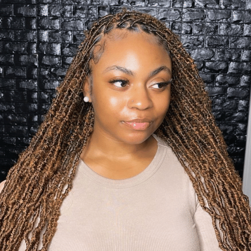 Light brown soft locs a braid hairstyle