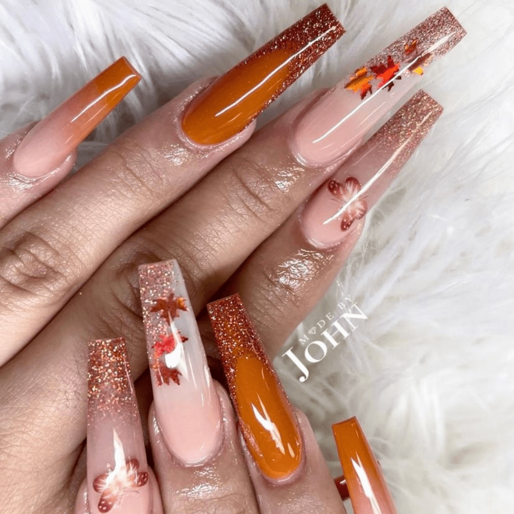 An incredible list of various fall-inspired nail designs you will enjoy. The fall nail ideas will inspire you to try them yourself. #fallnails #fallnails2021 #fallnaildesigns #fallcolors #fallacrylic