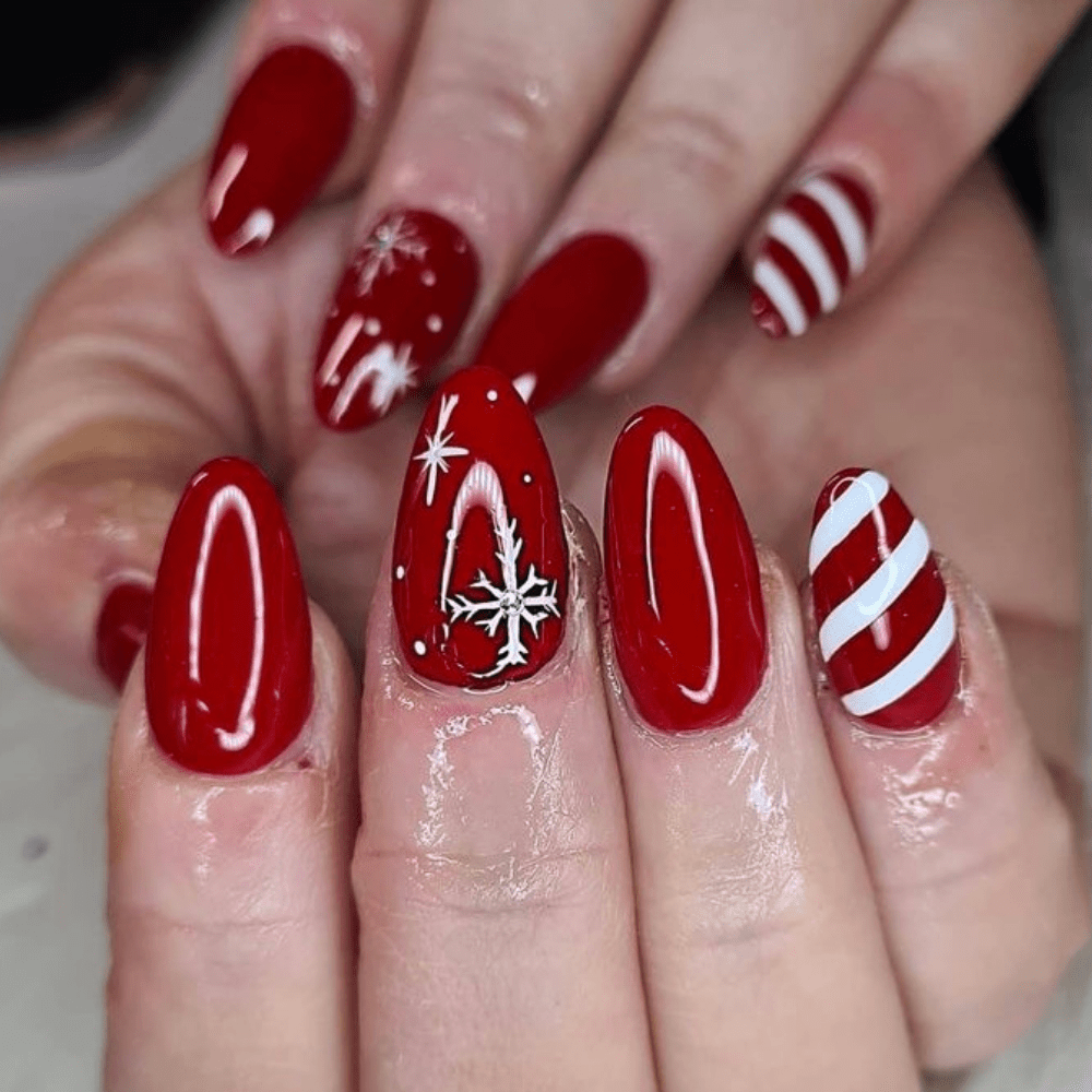 Red Christmas nails