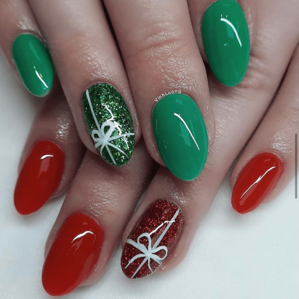 Green and red nails