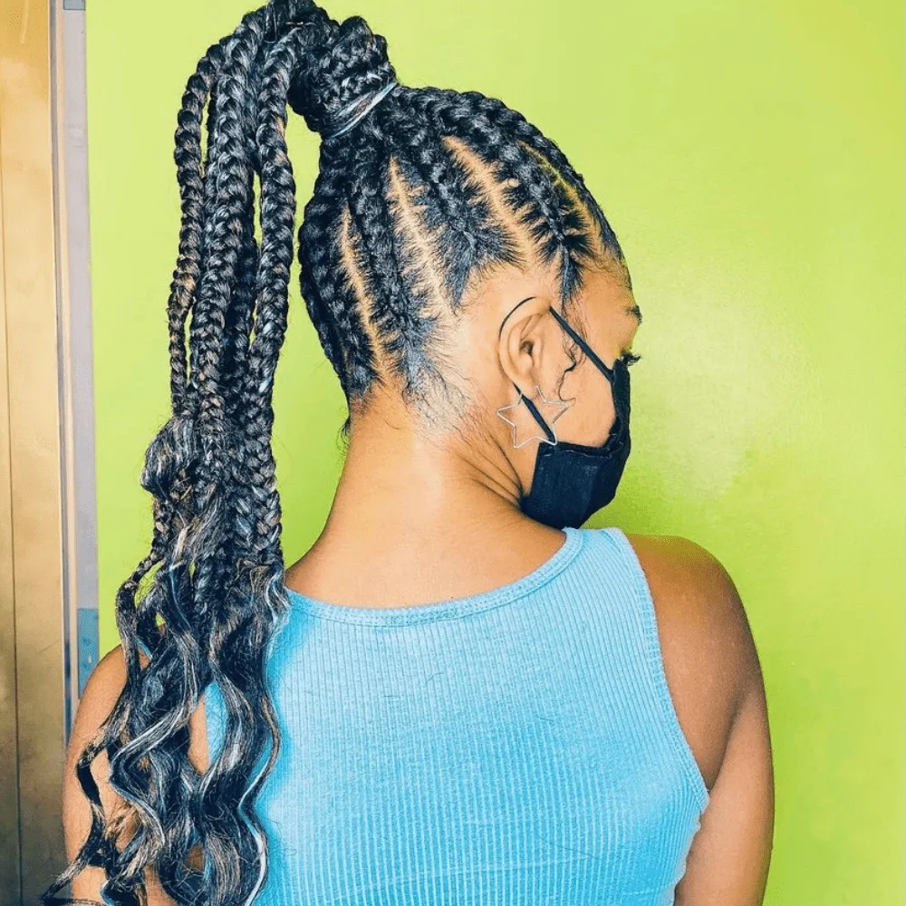Large Braids Into a Ponytail