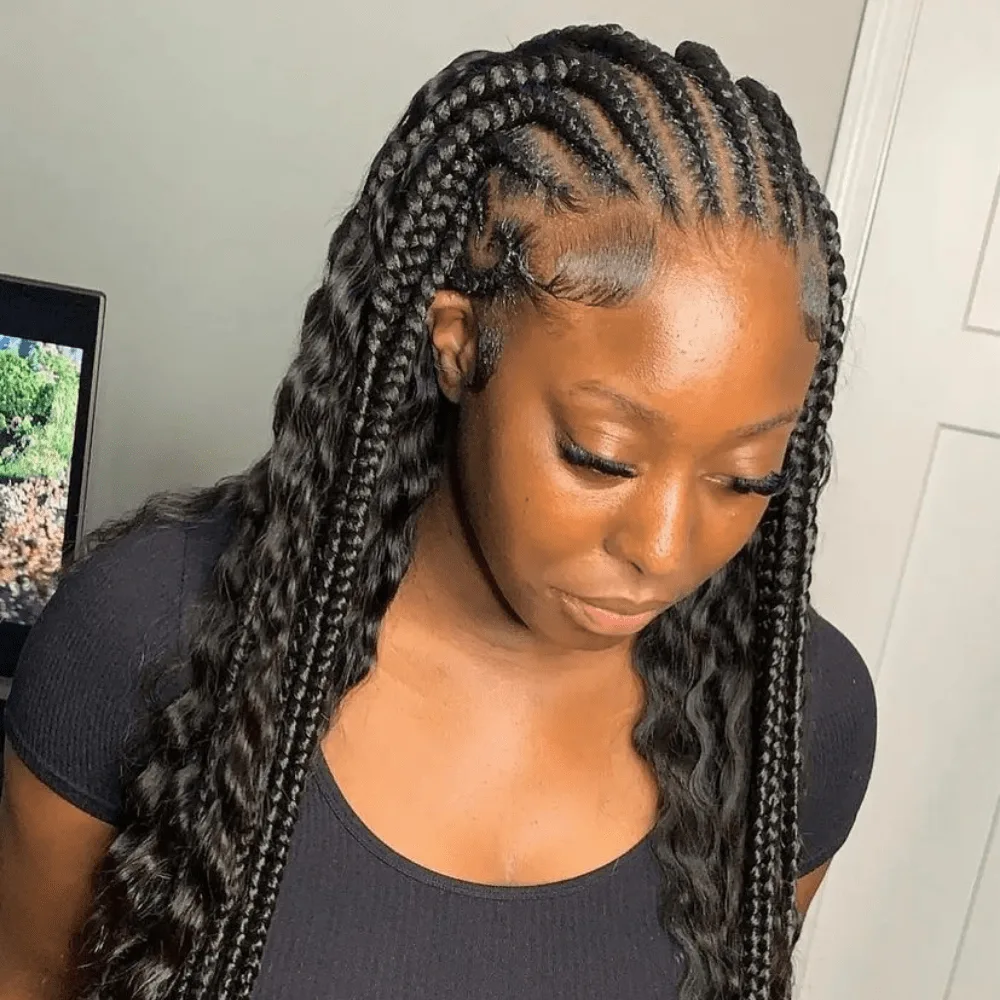 Cornrows With a Curly Weave