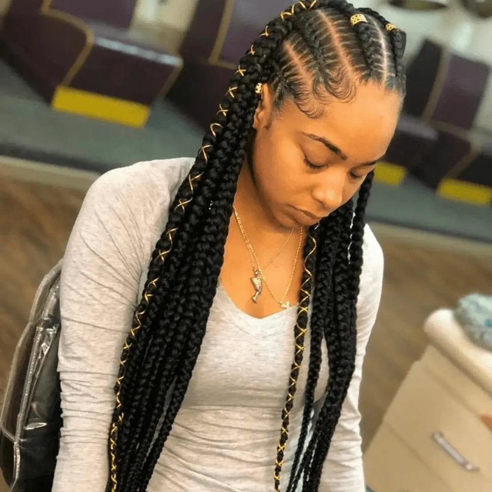 Cornrows With Box Braids In The Back